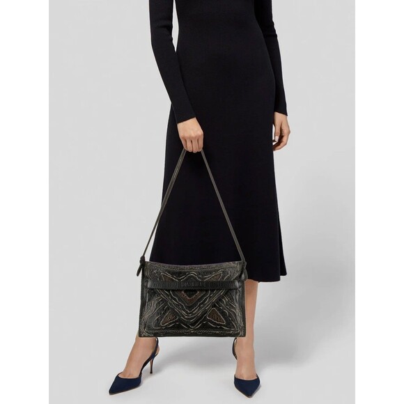 Maximilian Leather Shoulder Bag Brown Luxury Handbag Large Clutch - Picture 2 of 5